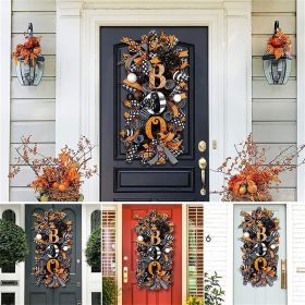 19.7 Inch Halloween wreath door hanging wreath Halloween scary pumpkin wreath door decorative pendant garden