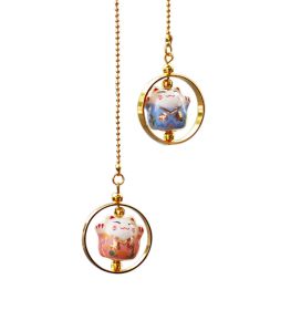 angLuck Cat Car Charm Hanging Pendant Ornament Meaning Good Luck and Fortune, Pink Blue