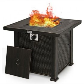 fir30 Inch 50000 BTU Square Propane Gas Fire Pit Table with Table Cover