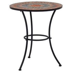 Mosaic Bistro Table Orange/Gray 23.6" Ceramic