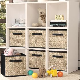 6 Pack Fabric Storage Cubes with Handle, Foldable 11 Inch Cube Storage Bins, Storage Baskets for Shelves, Storage Boxes for Organizing Closet Bins,Bla