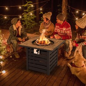 fSquare Propane Fire Pit Table with Lava Rocks and Rain Cover