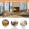 33 Inch Firewood Rack with Removable Kindling Holder Steel Fireplace Wood