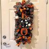 19.7 Inch Halloween wreath door hanging wreath Halloween scary pumpkin wreath door decorative pendant garden