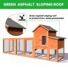 122"Large Wooden Chicken Coop, Outdoor Hen House with Nest Box, Wire Fence Poultry Cage