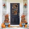 19.7 Inch Halloween wreath door hanging wreath Halloween scary pumpkin wreath door decorative pendant garden