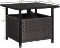 oOutdoor Wicker Umbrella Side Table Patio Rattan Stand Table with Umbrella Hole