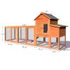 122"Large Wooden Chicken Coop, Outdoor Hen House with Nest Box, Wire Fence Poultry Cage