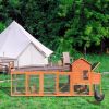 122"Large Wooden Chicken Coop, Outdoor Hen House with Nest Box, Wire Fence Poultry Cage