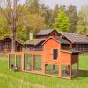 122"Large Wooden Chicken Coop, Outdoor Hen House with Nest Box, Wire Fence Poultry Cage