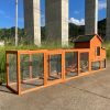 122"Large Wooden Chicken Coop, Outdoor Hen House with Nest Box, Wire Fence Poultry Cage