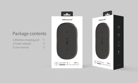 Nelkin Gemini Dual Fast Wireless Charger (Option: Black-US)