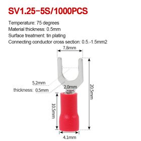 SV Series Cold-pressed Fork-shaped Pre-insulated Terminal Blocks (Option: SV1.25 5S-Red)