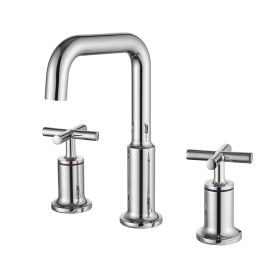 New 8 in Widespread Bathroom Faucet  2 Handles Stainless Steel 3 Hole Bathroom Sink Faucet (Color: Chrome)