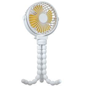 2000mAh Outdoor Small Electric Flexible Tripod Clip On Fan With 3 Speeds Battery Operated USB Octopus Fan (Color: White)